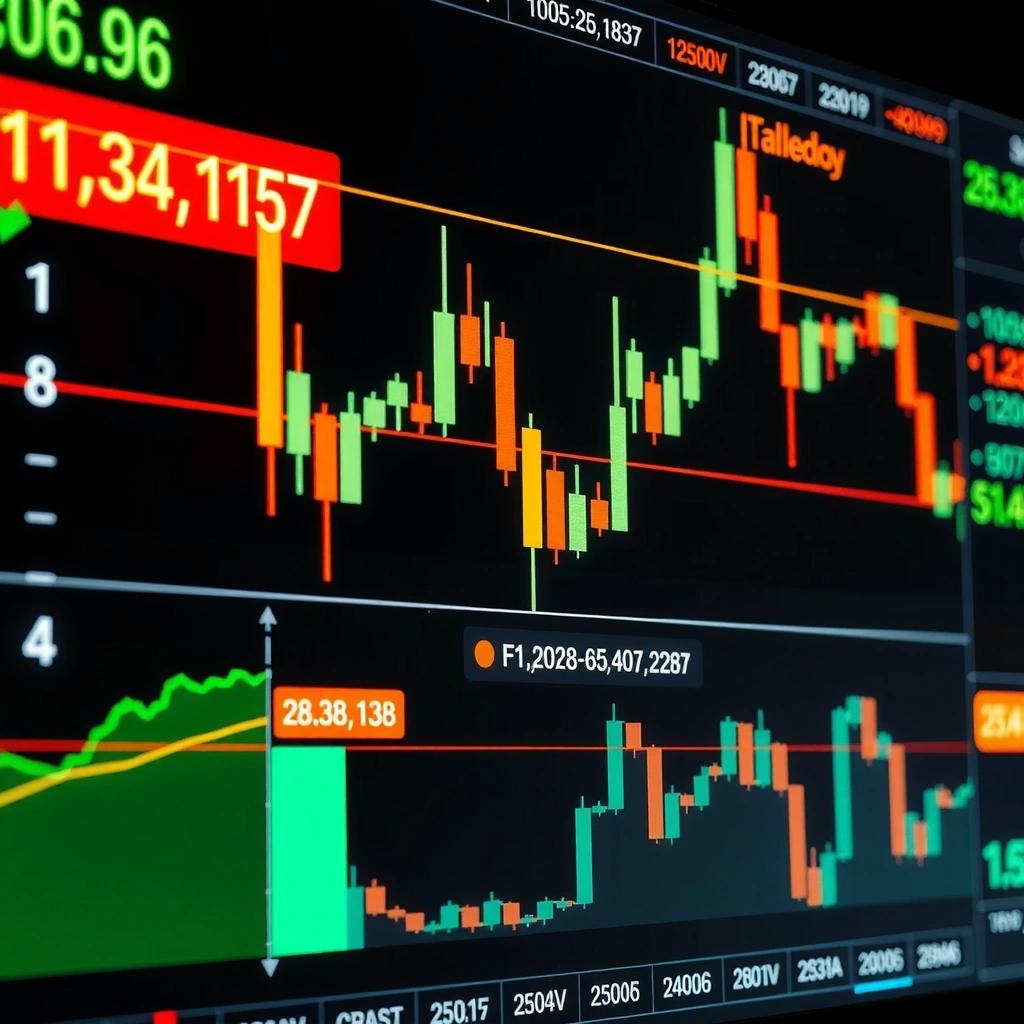Gráfico de trading con velas japonesas y datos en tiempo real