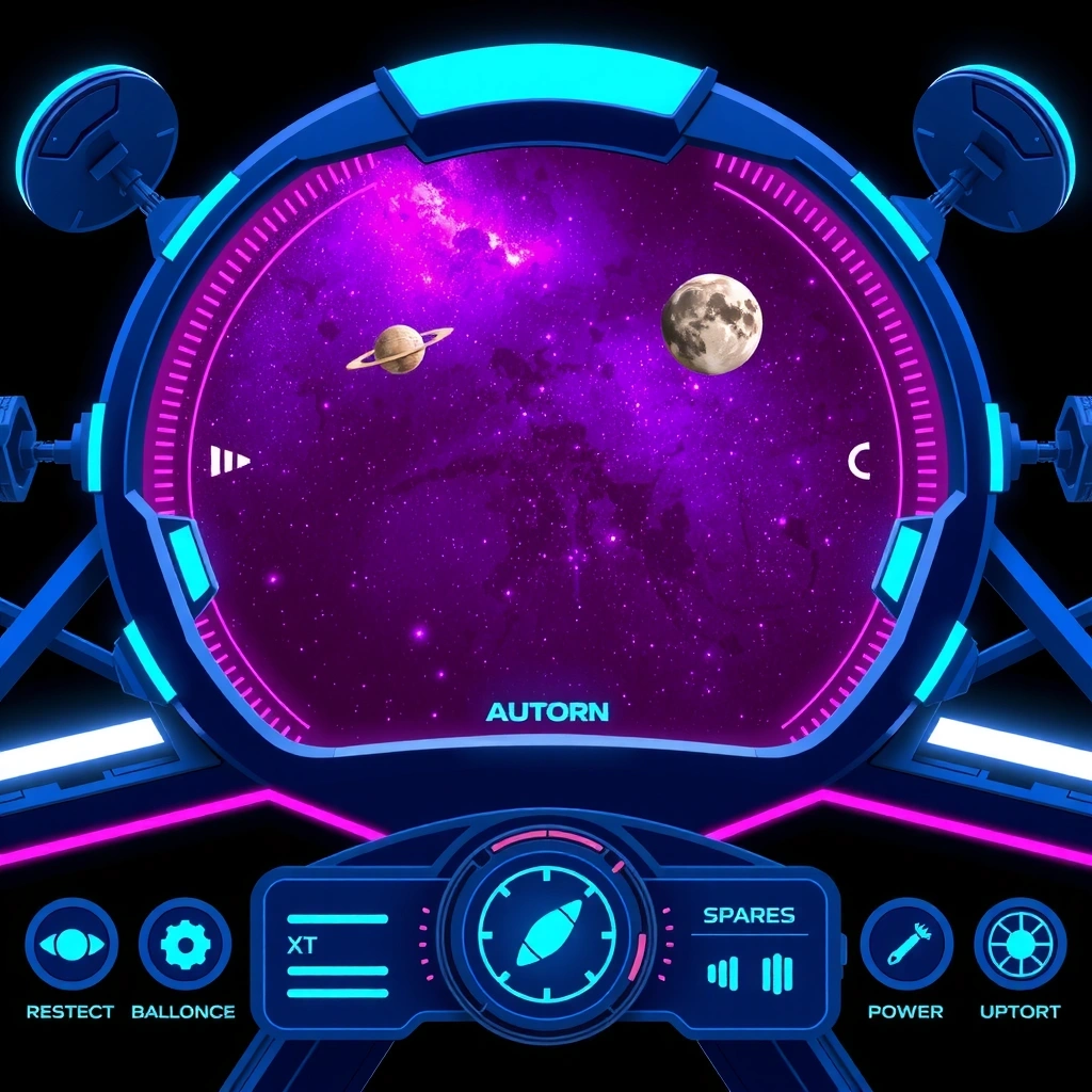 Interfaz espacial con elementos de ciencia ficción y navegación